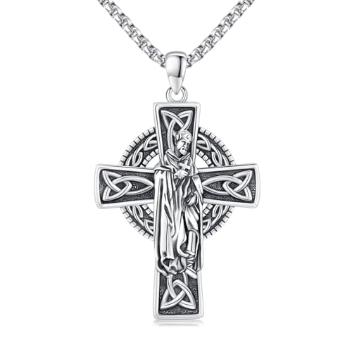 Midir&Etain 925 Sterling Silver Saint Patron Medal Necklace Amulet Protection Religious Christian Catholic Jewellery Gifts for Men Women E01-St Peregrine