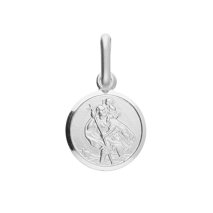 Sterling Silver St Christopher Round Pendant - Small & Discreet Size:10mm