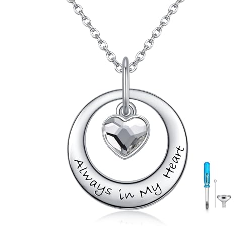 DAYLINLOVE Circle of Life Urn Necklace for Ashes 925 Sterling Silver Eternity Memorial Urn Pendant Always in My Heart/Paw Cremation Jewelry Keepsake for Men Women