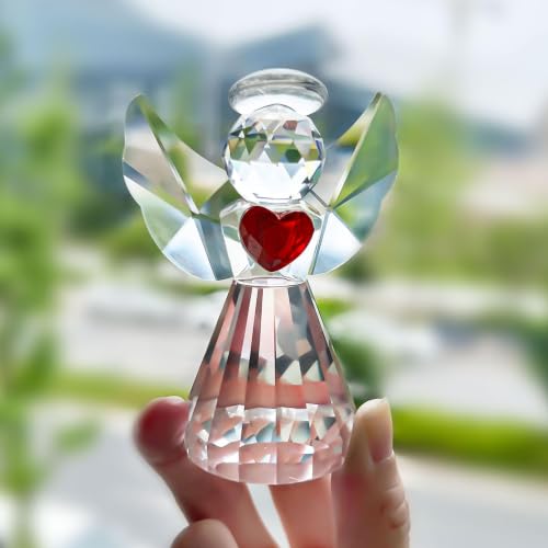 3.3inch Crystal Guardian Angel Figurine Art Glass Angel Ornaments Transparent/Green