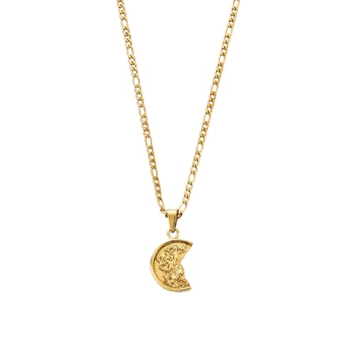 CRAFTD | St. Christopher Pendant Necklace | 51cm Figaro Chain Gold 20.87 Inches 15 Millimetres
