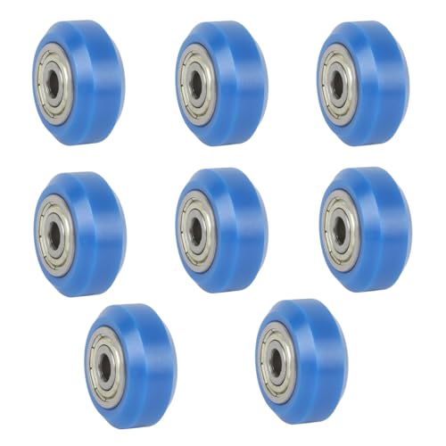 8pcs Upgrade V Solid POM Wheels OD 24mm Rollers Gantry Pulley Double Bearings for Ender 3 V2 Neo,Ender 3 S1 / Pro, Ender 5 3D Printer, CNC Machine, 2020 2040 C Beam V Slot Profiles Linear Rail (Blue) Blue