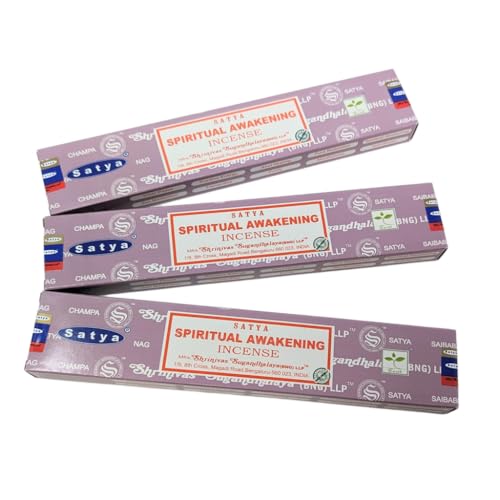 Satya Spiritual Awakening Incense Sticks – 3 Pack with Wooden Burner | Calming Aromatherapy for Relaxation, Mindfulness, Meditation, Yoga & Home Fragrance | Gift Set