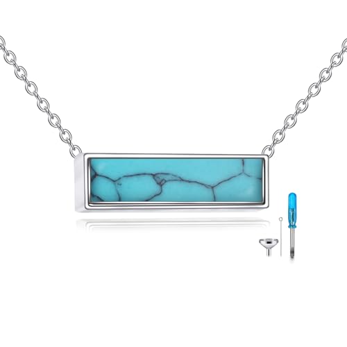YFN Larimar/turquoise/Moonstone/Black Onyx/Rose Quartz/Opal Bar Choker Necklace for Women Sterling Silver (larimar) turquoise urn