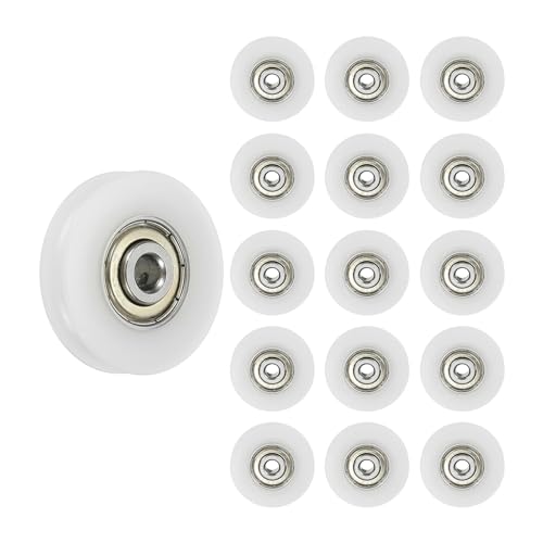 PATIKIL Nylon U Groove Bearings, 16 Pack 6x38x9.5mm U Type Groove Double Metal Roller Wheel Shielded GCr15 Chrome Steel Ball Bearings for Door Window