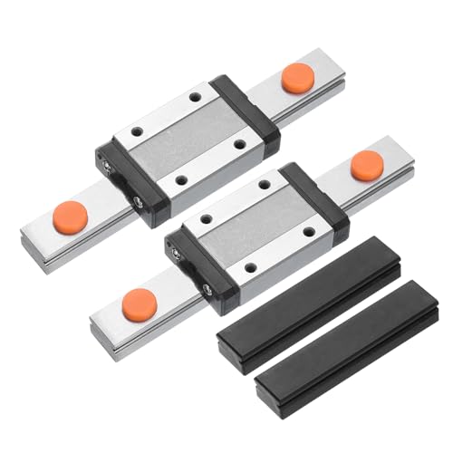 sourcing map 2pcs MGN12 100mm Linear Guide Rail with 2pcs MGN12H Sliding Carriage Block Bearing Steel and 2pcs Plastic Mini MGN12 Linear Guide for DIY 3D Printers and CNC Machine, Black