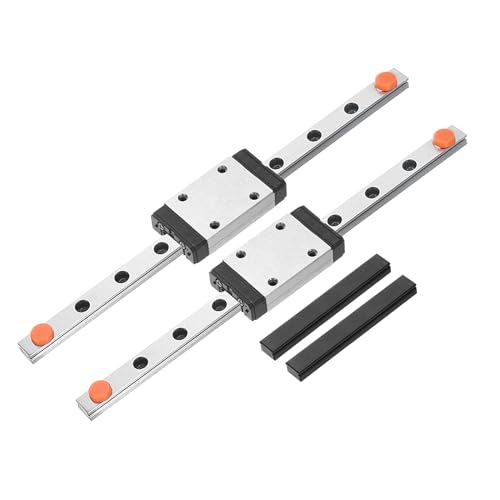 sourcing map 2pcs MGN7 150mm Linear Guide Rail with 2pcs MGN7H Sliding Carriage Block Bearing Steel and 2pcs Plastic Mini MGN12 Linear Guide for DIY 3D Printers and CNC Machine, Silver