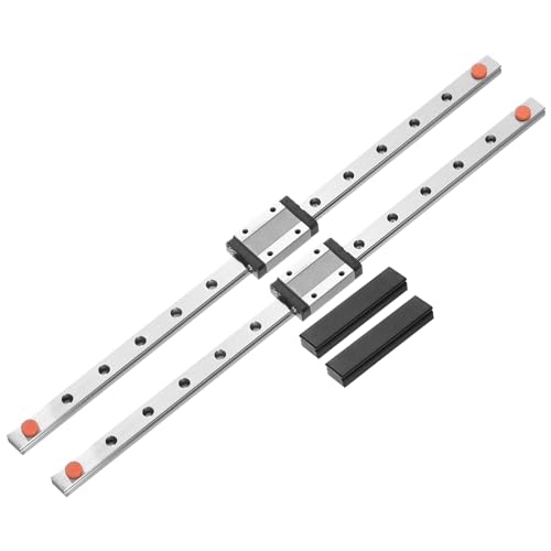 sourcing map 2pcs MGN12 350mm Linear Guide Rail with 2pcs MGN12H Sliding Carriage Block Bearing Steel and 2pcs Plastic Mini MGN12 Linear Guide for DIY 3D Printers and CNC Machine, Black