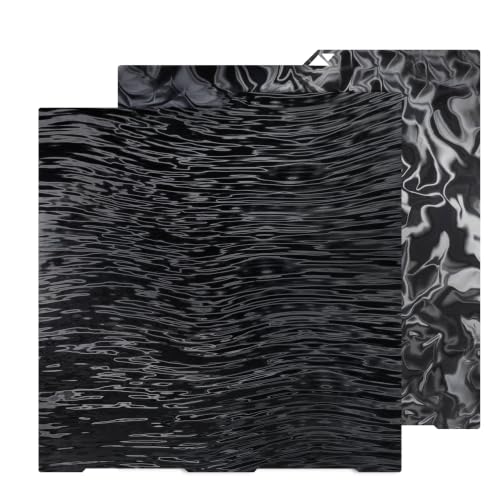 IdeaFormer 256x268mm Double-Sided PER Build Plate, Water Ripple & Wood Grain Textured Surface, Flexible Spring Steel Platform, Strong Adhesion & Easy Print Removal for Anycubic Kobra 3 / Kobra 3 Combo PER (Water Ripples + Wood Grain)