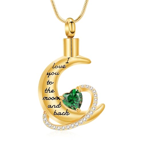 Moonstone Cat Cremation Jewellery for Ashes Pet Urn Necklaces for Men Women Lovely Cat Memorial Keepsakes Urn Pendant Necklaces Locket Jewellery C-Gold