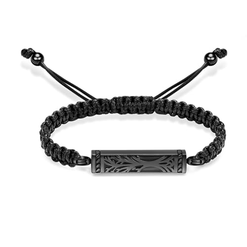 Tree of Life Urn Bracelet for Ashes for Women Men Cremation Jewelry Urn Bracelet Bangle for Ashes of Loved Ones Braided Rope Bracelets