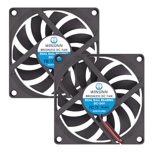 WINSINN DC 80mm Fan 24V 8010 Dual Ball Bearing Brushless Cooling 80x10mm 2PIN (Pack of 2 pieces)