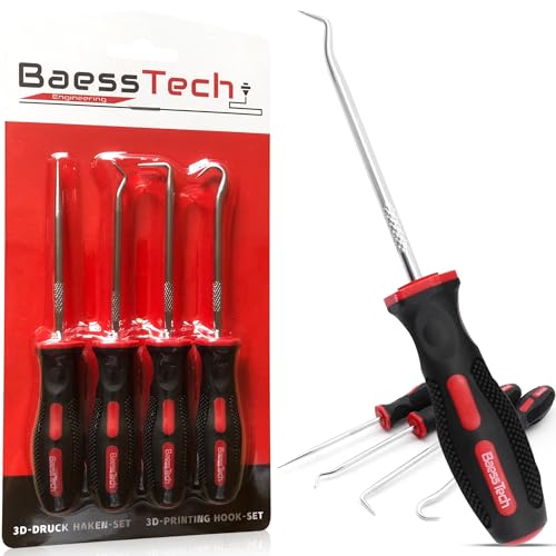 3D Push Hook Set 4 Pieces - Support Structures Easy to Remove - Tool with Hardened Tips and Ergonomic Handle - Hook Set 3D Printer Tool Accessories, Hand Deburring Tool