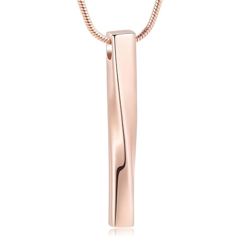 Cremation Jewelry for Ashes Twist Bar Urn Necklace for Ashes Cremation Memorial Jewelry Ashes Jewelry Keepsakes for Women Men Rose gold
