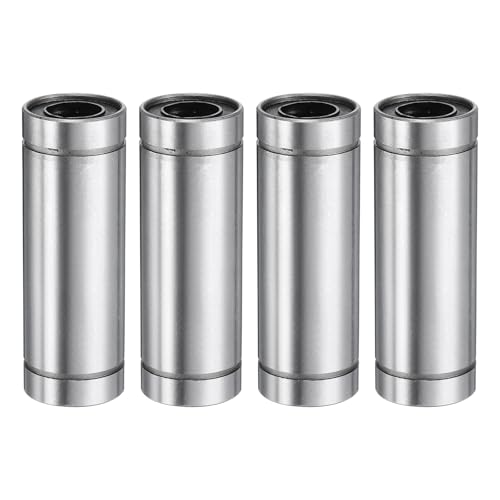 sourcing map 4Pcs LM10LUU Linear Bearing 10mm Bore 19mm OD 55mm Length Linear Ball Bearings Double Side Rubber Sealed Bearing Steel for CNC Machine 3D Printer Food Packaging Machine 4