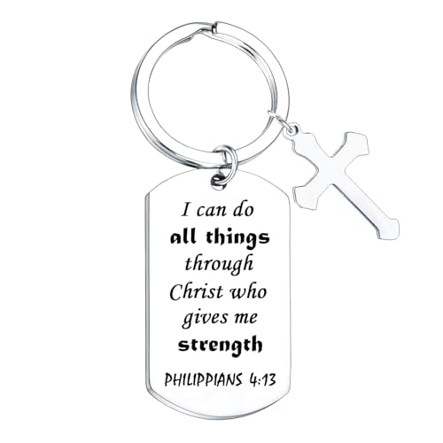 Christian Bible Verse Keychain - Inspirational Keyring Gift for Women - Religious Easter Gift