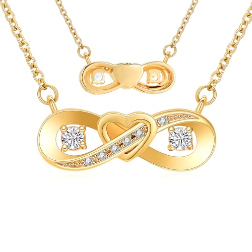 Minicremation Cremation Urn Necklace for Ashes Infinity Heart Symbol Necklace for Women Dainty Forever Love Heart Pendant Birthstone Memorial Jewelry Pendant for Ashes for Women Girls Gold-White