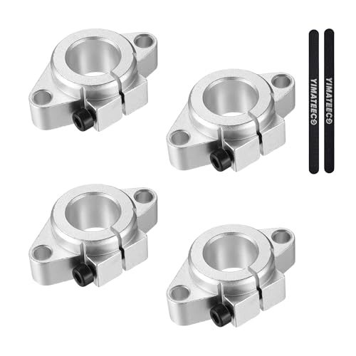 SHF16 Linear Motion Rail Clamping Rod Rail Guide Support, 4 Pack Aluminum Flange Mount Linear Motion Slide Rail Guide Blocks Shaft Support for 16mm Linear Motion Guides (4 Pack) 16mm Linear Motion Shaft Shf16 Shaft Support - Silver