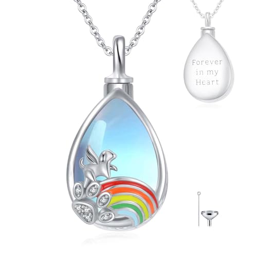 Ashes Necklace Sterling Silver Dog Ashes Necklace Rainbow Bridge Dog Cremation Jewellery Bereavement Gifts for Women