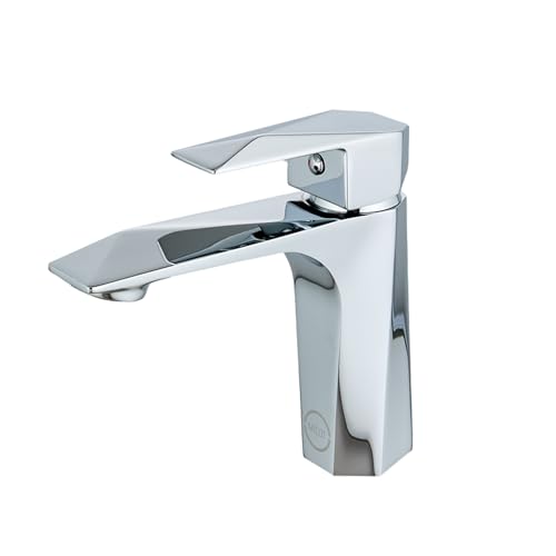 MILOT Single Lever Luxury Basin Tap | Diamond Cut Design | Lead Free Brass | Without Pop Up Waste | G1/2" Modern Fitting Leak Proof Ceramic Cartridge Bathroom Sink Tap | Chrome