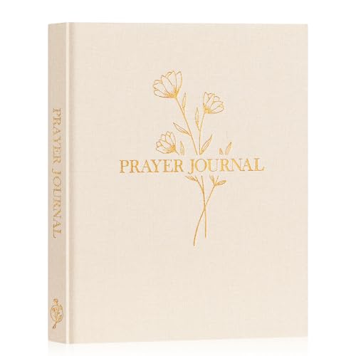 Lanpn Bible Prayer Journal for Women Men, 68 Weeks Linen Bible Study Journal Christian Prayer Notebook Planner with Scripture Verse, Devotional Journal Religious Christian Faith Gifts Women, Beige