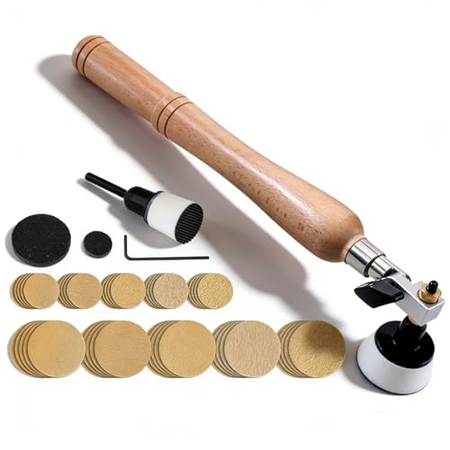 Bowl Sander Tool Kit, Wood Lathe Bowl Sander Wood Turning Lathe Sanding Tools Bowl Sanding Tool, Wood Sander Bowl Sander Tool with 50pcs（60, 80, 120, 220, 320 Grit 10 pcs Each) for Wood Woodworking
