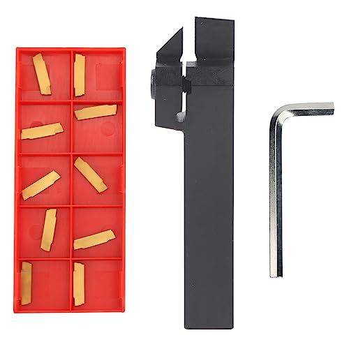 Lathe Parting Off Tool Stainless Steel Lathe Parting Tool 100mm MGEHR1616‑2 CNC Lathe Turning Tool Holder with 10PCS MGMN200-G Inserts + Wrench, for Semi-Finishing and Finishing