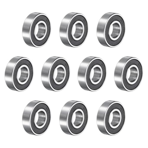 sourcing map 10pcs 6001RS Deep Groove Ball Bearings 12x28x8mmmm High Carbon Steel Double Sealed Bearings for Electric Motor, Home Appliances, Garden Machinery, Silver Tone 11 x 28 x 7mm 10