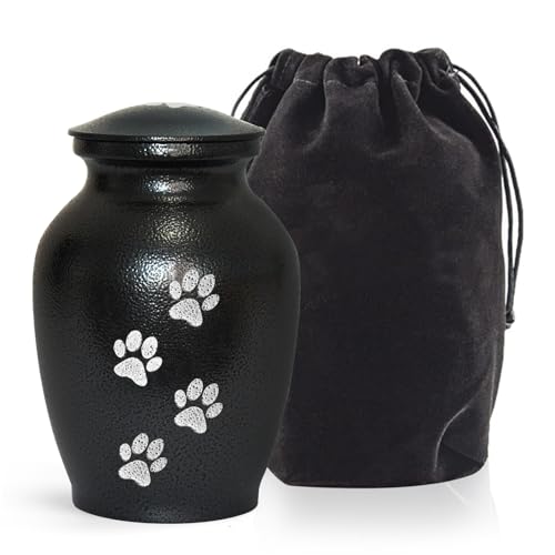 MAKEY'S Memorial Pet Cremation Urns for Dogs and Cats Ashes,Dog Urns for Ashes Medium-Black M(46-85lbs) Textured Black