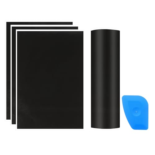 PATIKIL 15.3x10.4 Inch Laser Engraving Paper, 4 Pcs Laser Engraving Marking Color Paper with Blue Scraper for Fiber Laser Marking and Engraving on Metal Ceramics Glass, Gray
