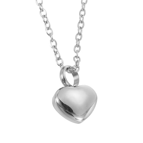 sourcing map Heart Cremation Necklace for Ashes, Urn Ash Memorial Cremation Necklaces Waterproof Keepsake Pendant with Funnel Kit for Ashes of Loved Ones, Pet (Silver Tone)