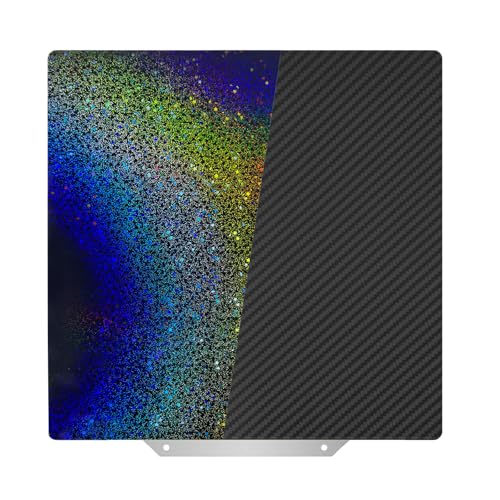 Smooth PEY PET Printing Plate 250 x 250 mm, Rainbow Starry PEY Carbon Fibre PET Build Plate Spring Steel Print Bed for QiDi Q1 Pro for AnkerMake M5 3D Printer