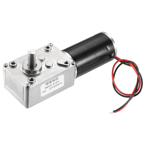 sourcing map DC 12V 60 RPM Reversible Worm Geared Motor Reducer Motor 8mm D Shape Shaft High Torque Gear Box Reduction Electric Motor for Sweepers, Printers, Ovens
