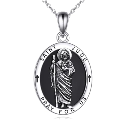 ONEFINITY Saint Jude/Santa Muerte/Pharaoh/Saint Christopher/Baphomet Necklace 925 Sterling Silver Religious Protect Necklace Baphomet Jewelry Gifts for Women Men