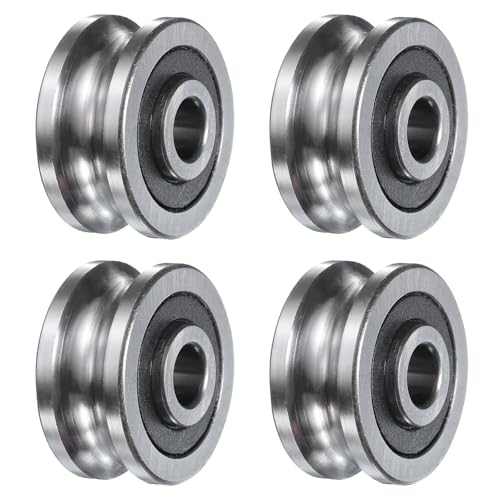 sourcing map 4Pcs SG25 Deep U Groove Ball Track Guide Bearing 8mm ID x 30mm OD x 15mm Width Double Sealed Pre-Lubricated GCr15 High Carbon Chrome Bearings for Dual-Axis Guide Rails, Silver 4