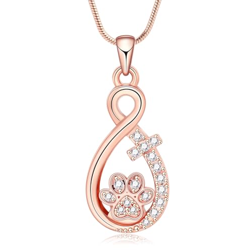 Infinity Paw Urn Necklaces for Ashes Paw Print Cremation Jewellery for Pet Ashes Infinity Memorial Pendant for Human Ash Holder Women Men Rose Gold
