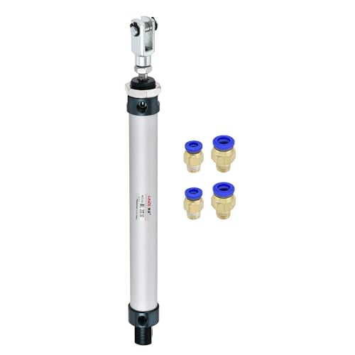 YOKIVE Pneumatic Air Cylinder, with Y Connector and Quick Fittings, Great for Punching Machines, Pneumatic System, Material Handling (MAL 20x150)