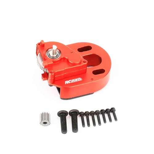 RCAWD Full Metal 370 Gearbox w/16T Gear for Axial 1/24 SCX24 Red