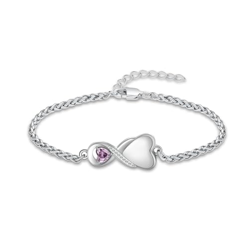 Infinity Urn Bracelet for Women Men Heart Birthstone Cremation Jewelry for Ashes Link Bracelets Keepsake Memorial Urns Lockets for Human Ash Bangle Bracelet Jewellery Purple