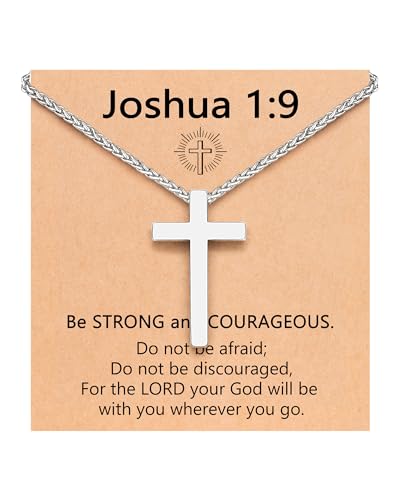 18/20In Cross Necklace for Men Birthday Confirmation Baptism Christian Gifts for Boys Teen 18inches