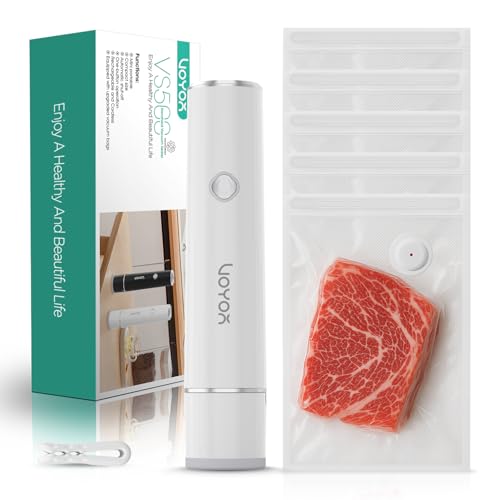 VOYOR Portable Handheld Vacuum Sealer for Food, Rechargeable Cordless White