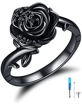 Rose Flower Cremation Urn Ring for Ashes 925 Sterling Silver Rose Cremation Jewelry Memorial Keepsake Ring Gifts for Women 7