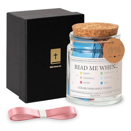 Bible Verse Jar, Read Me When Bible Verses Jar for Emotions and Feelings, Scripture Prayer Cards Hope Jar, Religious Graduation Gift, Bible Accessories, Christian Gifts for Women Men