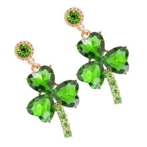 Holibanna St Patrick's Day Earrings Festive Clover Dangle Rhinestone Shamrock Drop Earrings Jewelry for Women Holiday Celebration