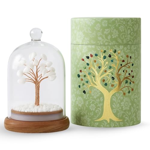 White Jade Crystal Tree in Glass Dome - Chakra Tree, Healing Crystals, White Feng Shui for Positive Energy, Meditation, Birthday, Spiritual Gifts for Women, Home & Office Decor