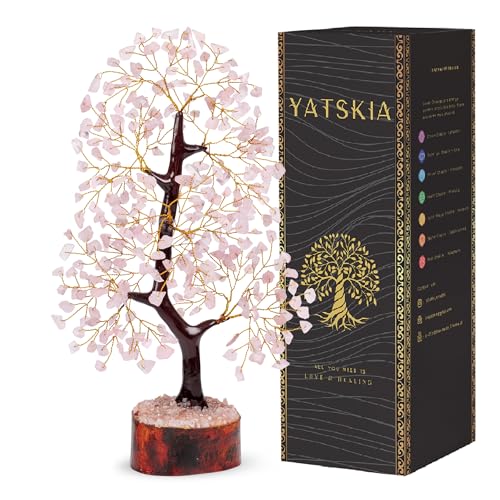 YATSKIA Rose Quartz Crystals Tree, Crystal Gifts For Women, Crystals And Gemstones, Decorative Home Accessories, Gemstone Tree Room Decor, Crystal Tree Ornaments For Living Room, Thank You Gift Rose Quartz Tree
