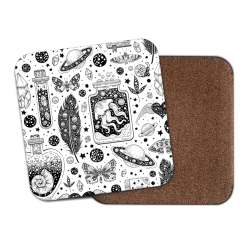 Witchcraft Square Coaster - Pattern Stars Witch Coven Magical Ritual Witchcraft Spiritual Men Women Friend Kitchen Drink #82788