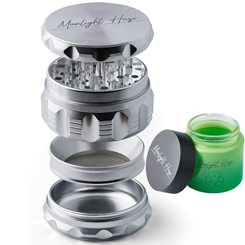 Moonlight Haze Premium 63mm Aluminium 4 Piece Metal Grinder & Jar