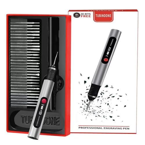 Engraving Pen, Ultimate Cordless Portable Engraver for Artists and DIY Enthusiasts – Engrave Over 50 Surfaces – Beginner Friendly – Rechargeable – Includes 30 Bits & Silver
