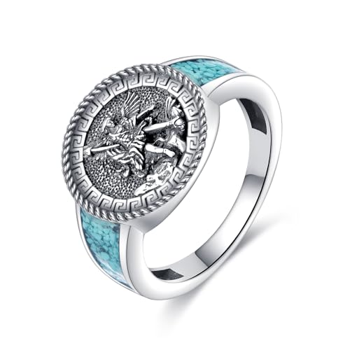 URONE Saint Michael/Benedict/Raphael/Virgin Mary/Christopher Ring 925 Sterling Silver Archangel Signet Ring Religious Jewelry Gift for Women Men #7-10 St. Michael 7-10